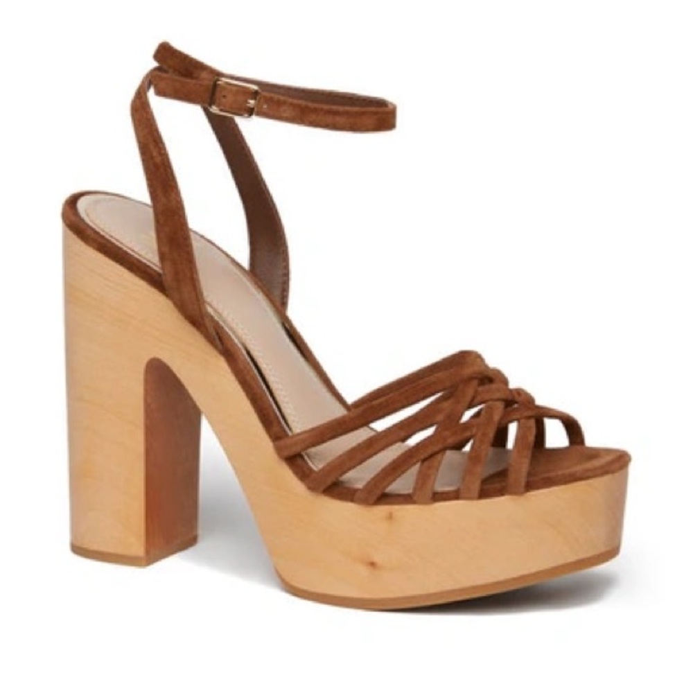 PAIGE Chelsey Ankle Strap Platform Sandal - Cocoa - Size 10